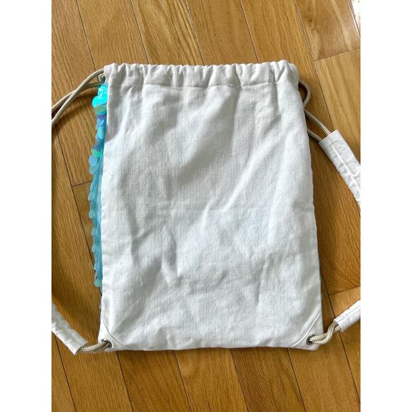 Mermaidcore Aqua Blue Sequin Iridescent Drawstring Backpack - Picture 4 of 7